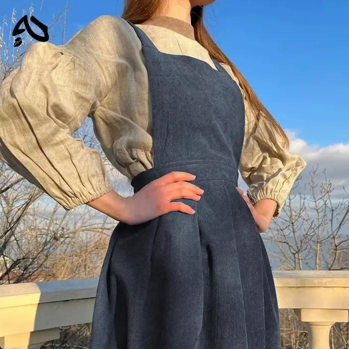 Original Robe rétro en velours côtelé pour femmes