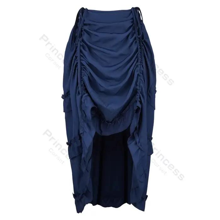 Jupe Steampunk grande taille Costume de Pirate robe à cordon femmes jupe haute basse Maxi jupe irrégulière Harajuku marron bleu jaune