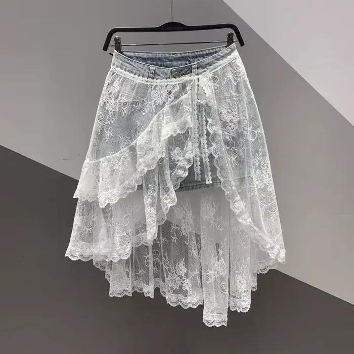 Jupe en jean taille haute amincissante pour femme