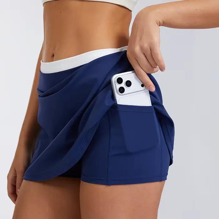 Jupe courte taille haute color-block pour femme