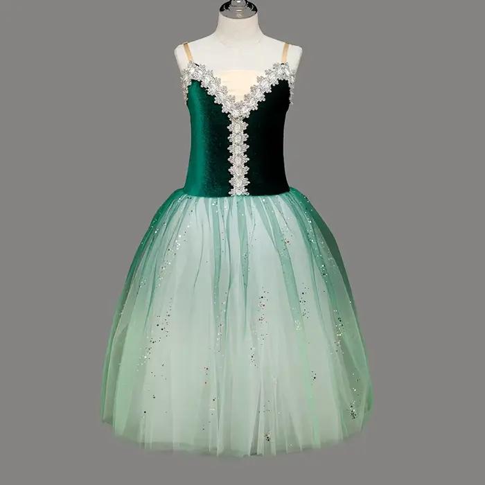 Jupe Tutu de Ballet en Velours Vert Dégradé pour Femme