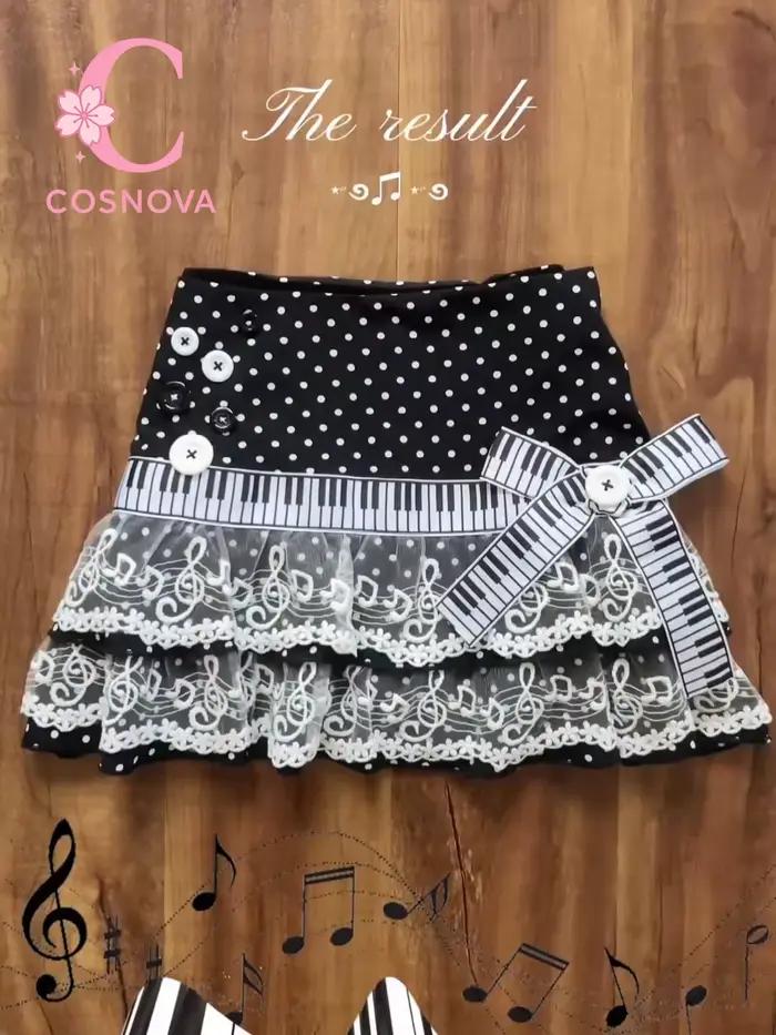 Mini jupe de Piano mignonne pour femmes, Punk, noir, blanc, touches de Piano, Y2k, taille fine, froncée, jupe trapèze, été, Chic coréen
