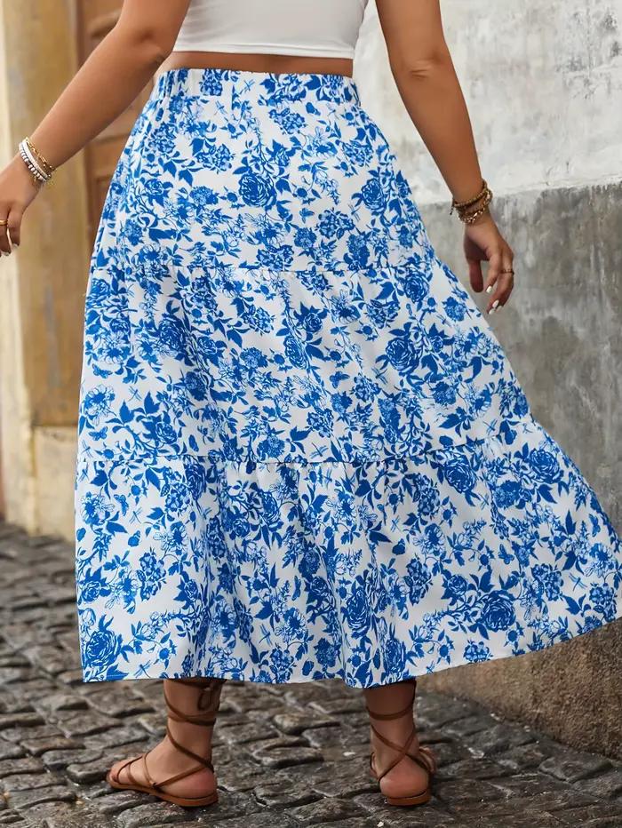 Jupe mi-longue élégante à imprimé floral pour femmes