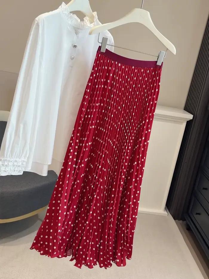 Jupe longue taille haute à pois pour femmes