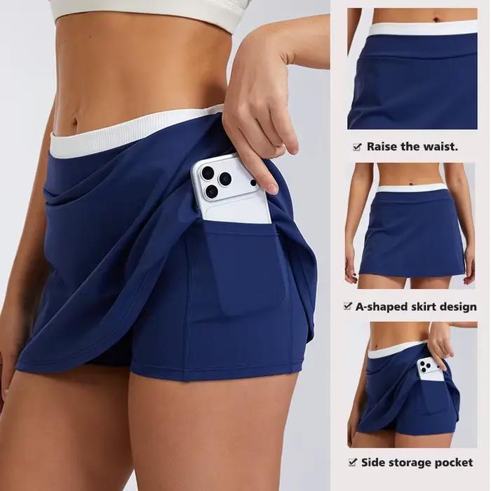 Jupe courte taille haute color-block pour femme