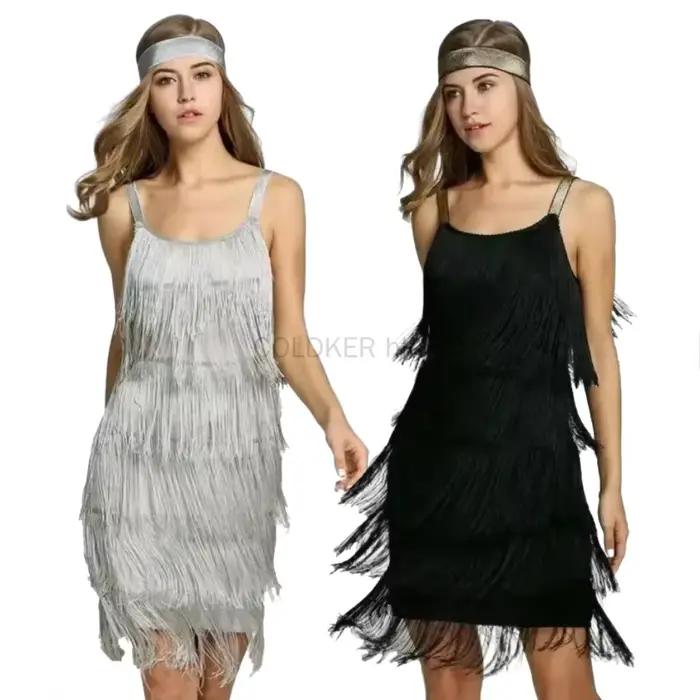 Robe courte à franges pour femme