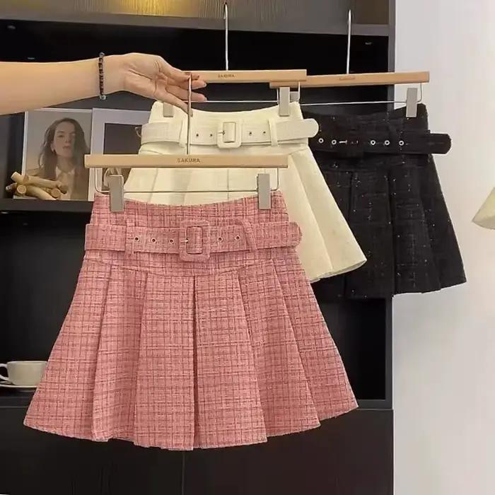 Mini jupe trapèze taille haute pour femmes