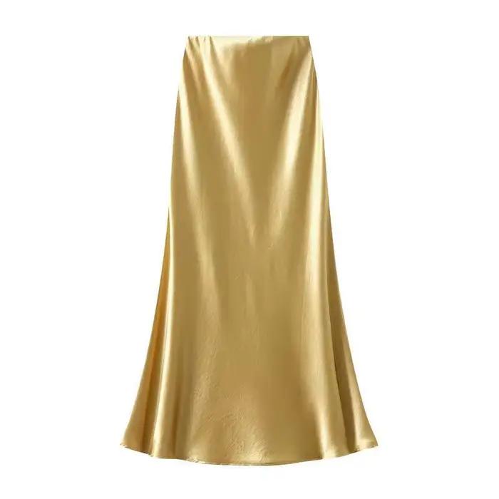 Jupe longue en Satin pour femmes