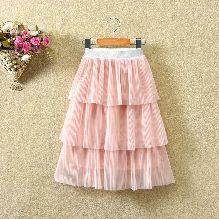 Jupe superposée en mousseline de soie pour filles, jupe de princesse blanche, vêtements pour adolescentes, enfants de 10 ans, été