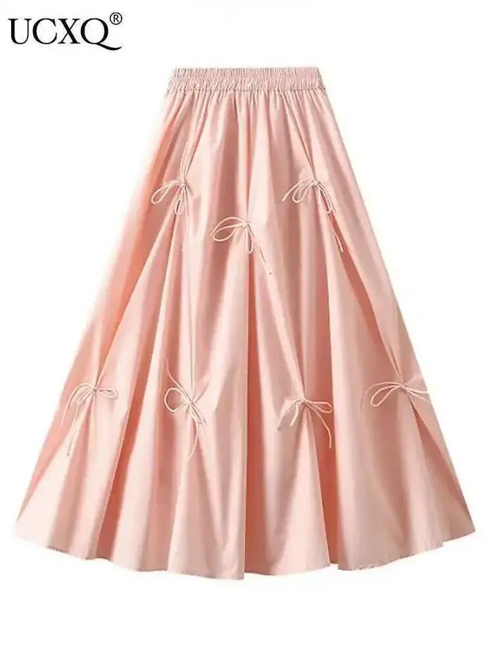 Jupe UCXQ élégante et féerique gothique polyvalente pour femmes avec arc et coupe unique pour toutes les saisons