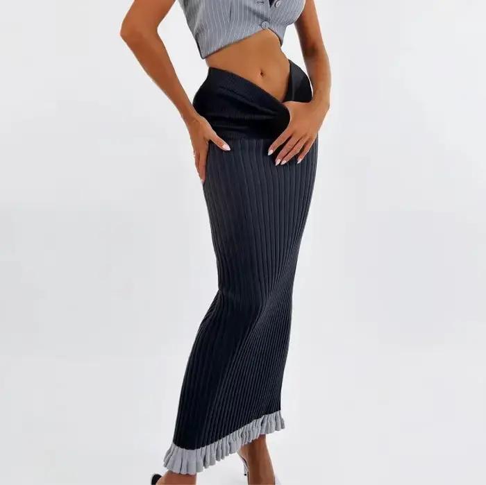 Jupe crayon en tricot moulante mi-longue pour femme