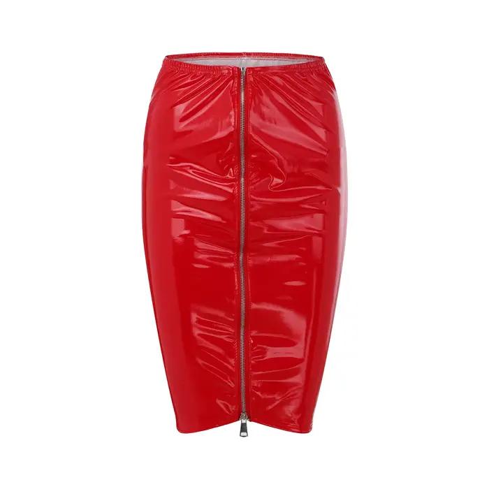 Jupe en cuir Latex brillant pour femmes