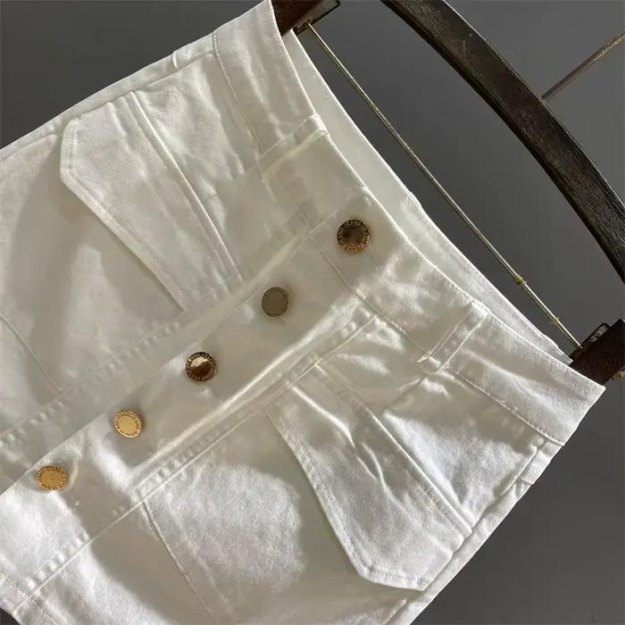 Jupe en jean vintage à simple boutonnage pour femme