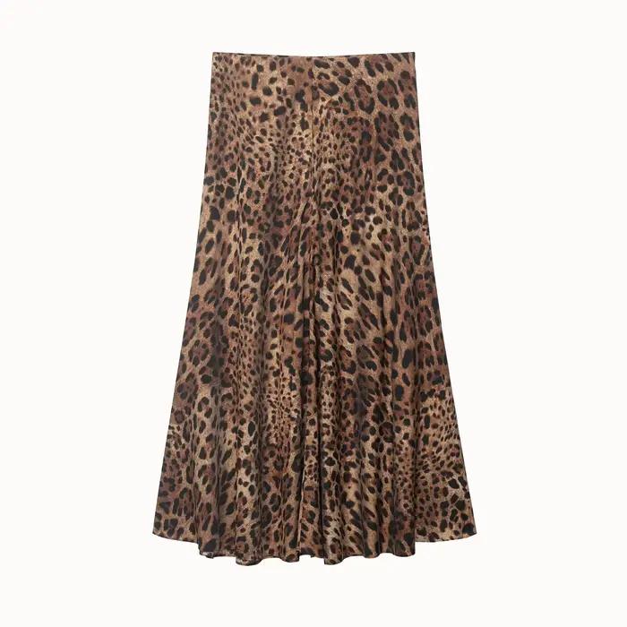 Jupe longue élégante en satin taille haute pour femme