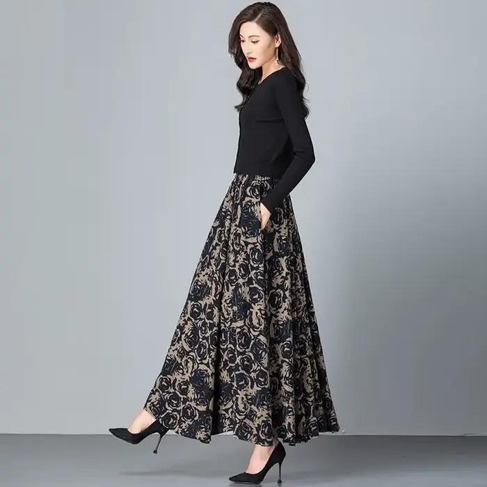 Jupe longue à imprimé floral pour femmes