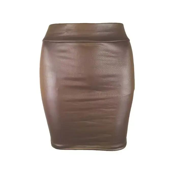 Mini-jupe slim en similicuir mat taille haute sexy et tendance