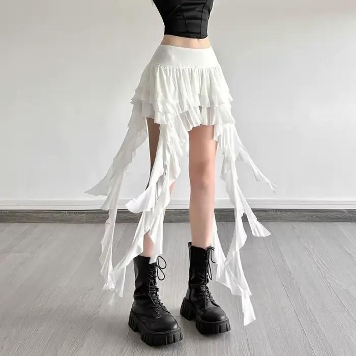 Jupe-short asymétrique bohème taille haute pour femme