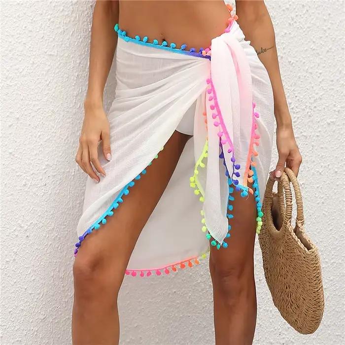 Jupe de plage Lamuusaa en polyester tricoté, design sexy et confortable pour femmes, idéale pour la plage et les soirées estivales