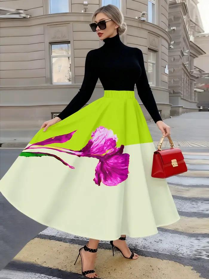 Jupe midi à imprimé floral pour femme