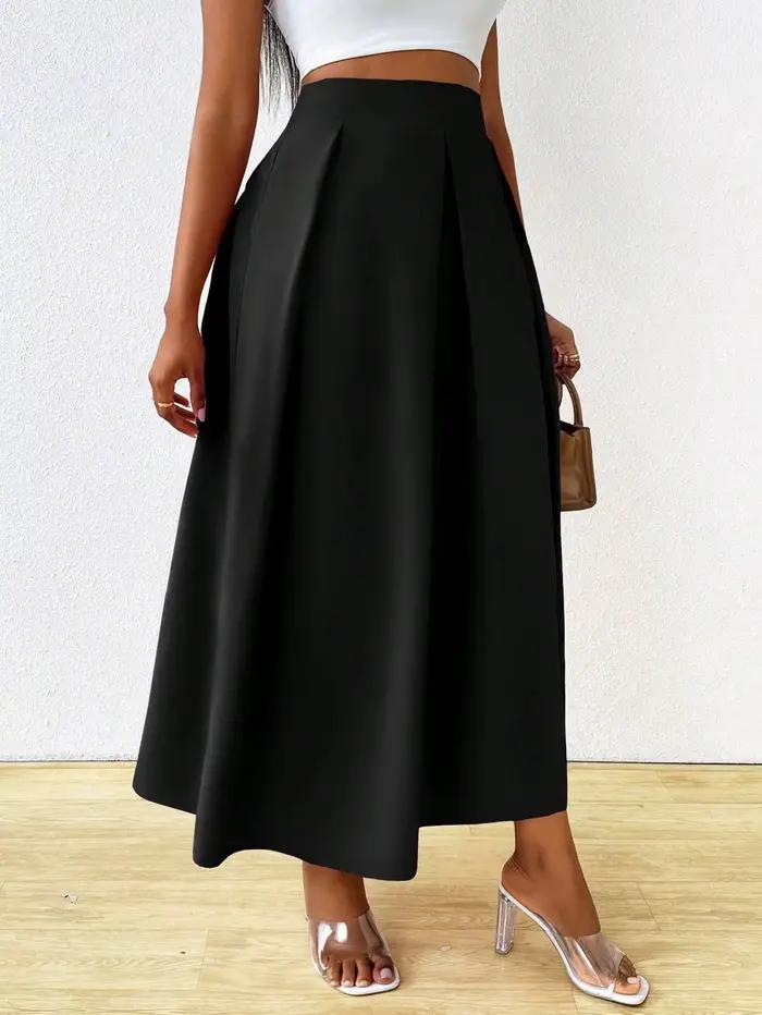 Jupe plissée élégante taille haute avec grande jupe évasée pour femme, tenue maxi d'été pour femme