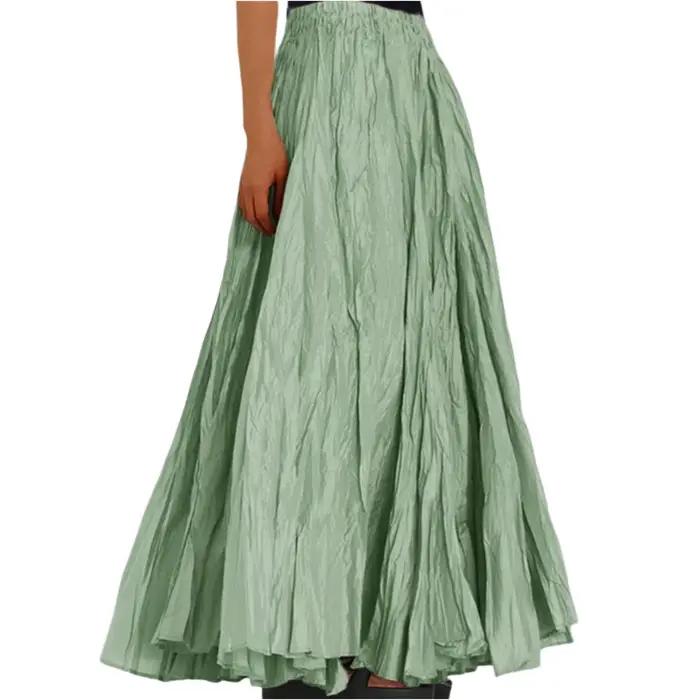 Nouveau printemps été jupes en mousseline de soie pour les femmes élégant Patchwork a-ligne jupe longue femme coréenne