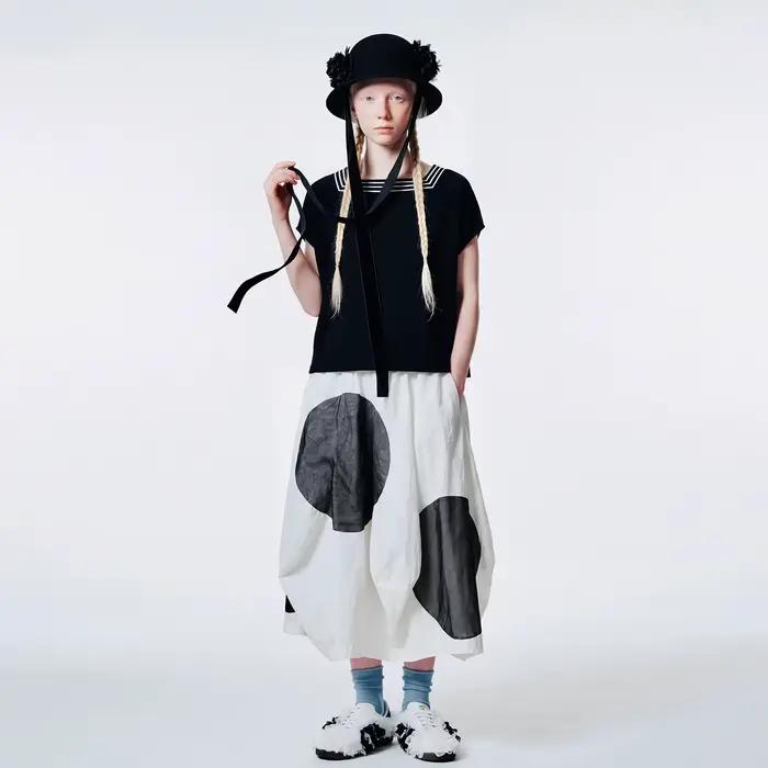 Imakokoni – jupe mi-longue originale en maille japonaise à grands pois irréguliers, jupe midi blanche décontractée pour femmes, 265477