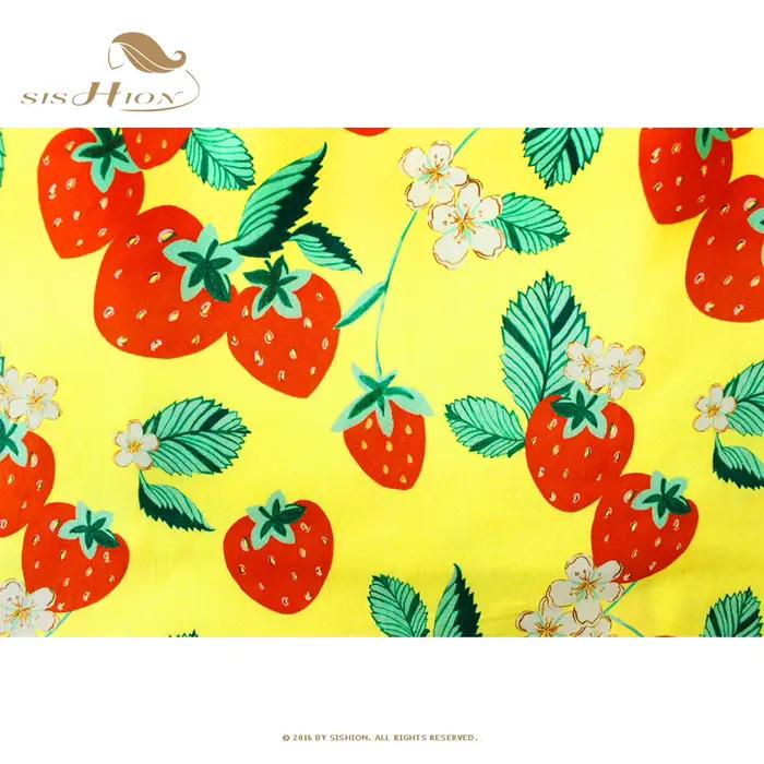 SISHION 50s 60s Vintage fraise imprimé Mini longueur jaune jupe SS0008 une ligne coton courte Sexy été femmes jupes