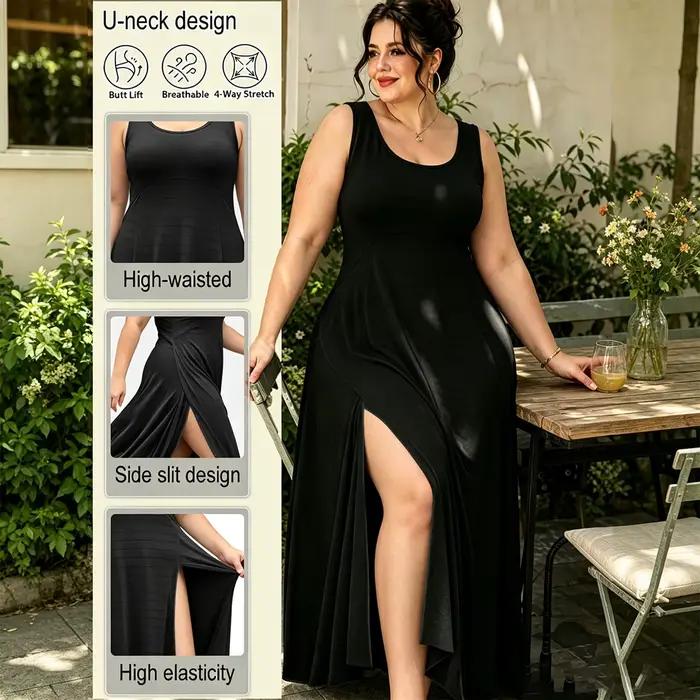 Robe grande taille à col en U