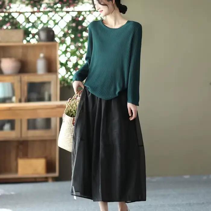Jupe maxi longue avec poche pour femme