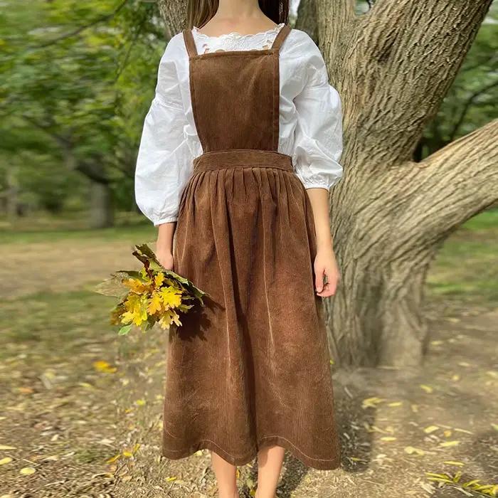 Original Robe rétro en velours côtelé pour femmes