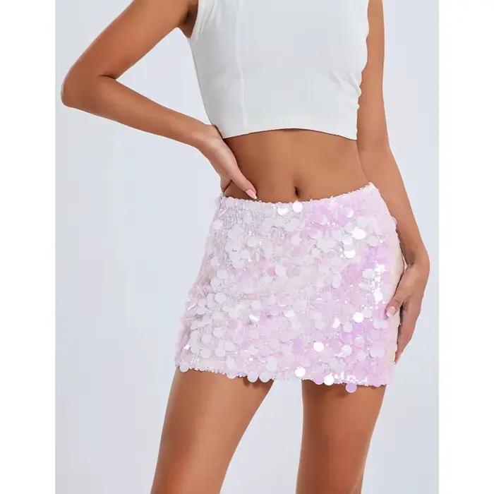 Mini-jupe sexy à sequins pour femme