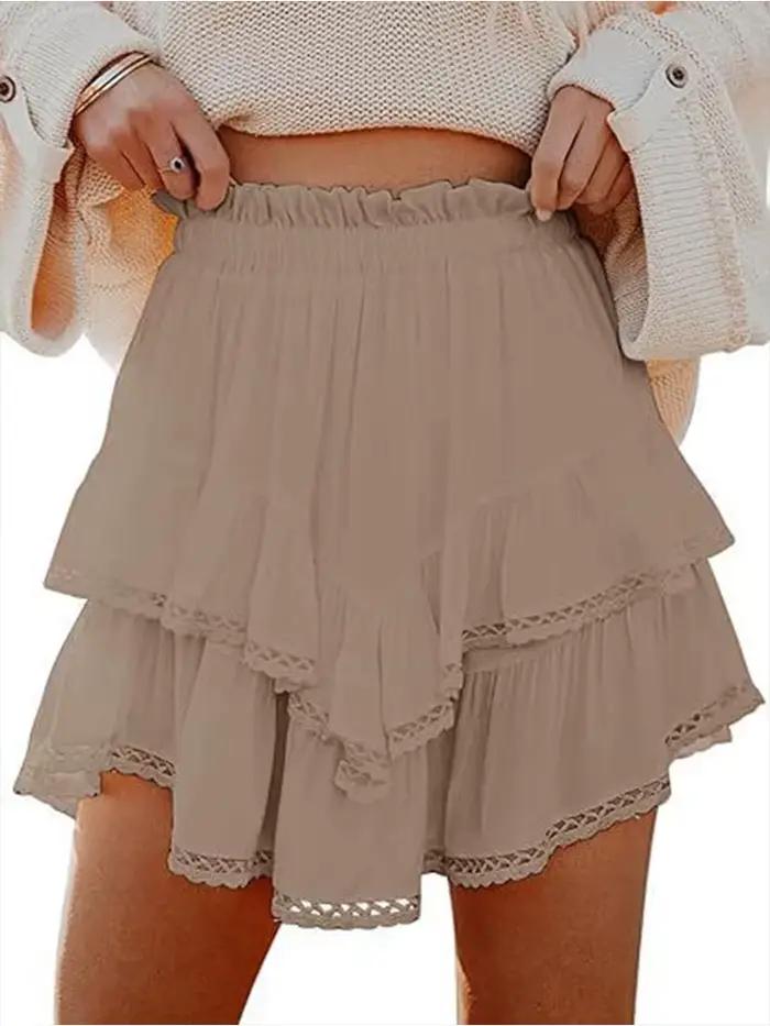 Mini jupe multicouche à volants pour femme