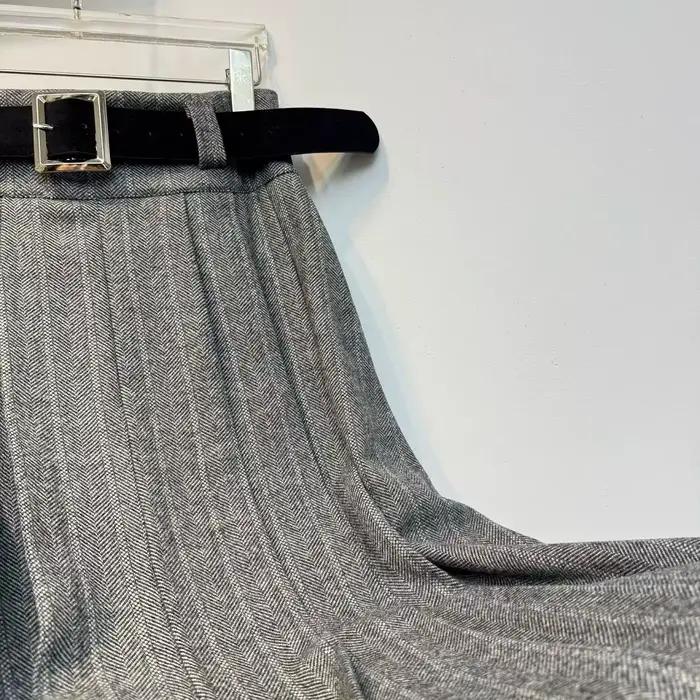 Nouveau 2025 hiver jupe longue de haute qualité laine mélange femmes ceinture Patchwork décontracté