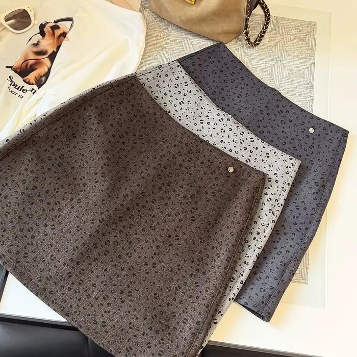 Jupe sexy à imprimé léopard pour femme, nouvelle collection automne, style rétro, taille haute et coupe ajustée en A