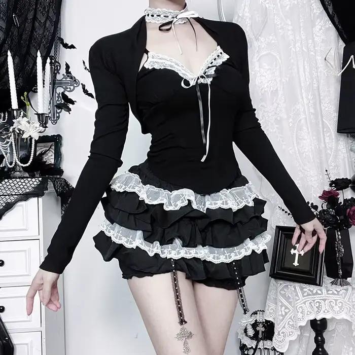 Camisole en dentelle noire Patchwork