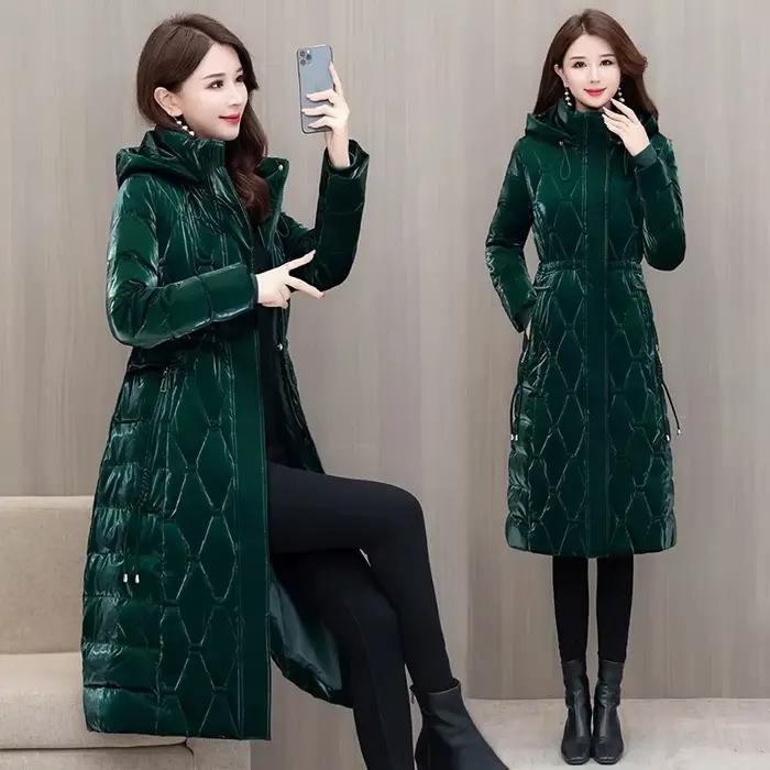 Manteau d'hiver pour femme, mode coréenne, grande taille, capuche, coupe-vent, chaud, parkas longues, veste en coton de luxe, manteau Y2K