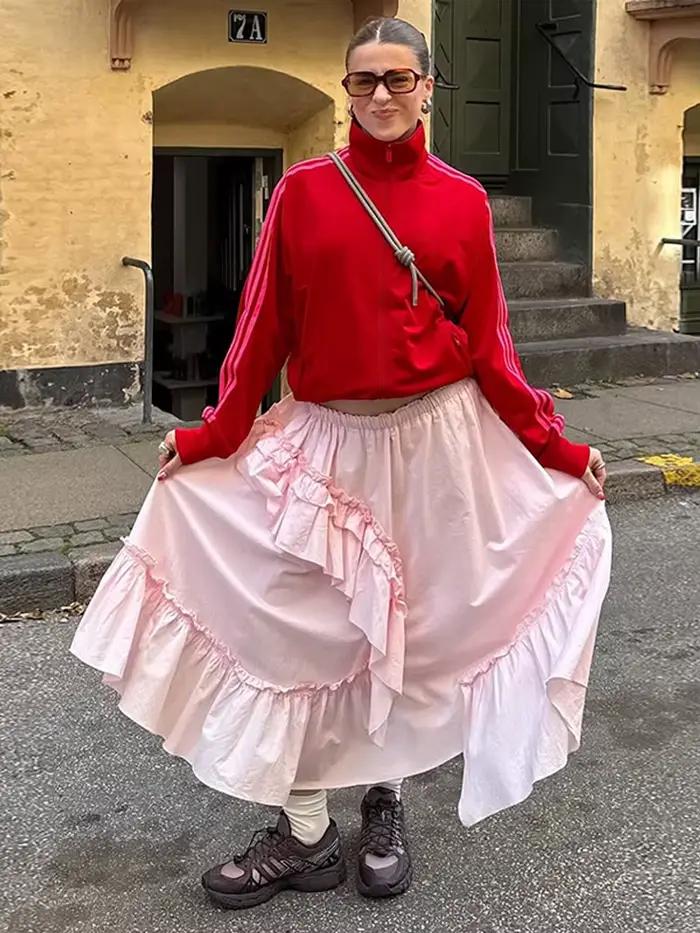 Jupe longue asymétrique de Style français pour femmes
