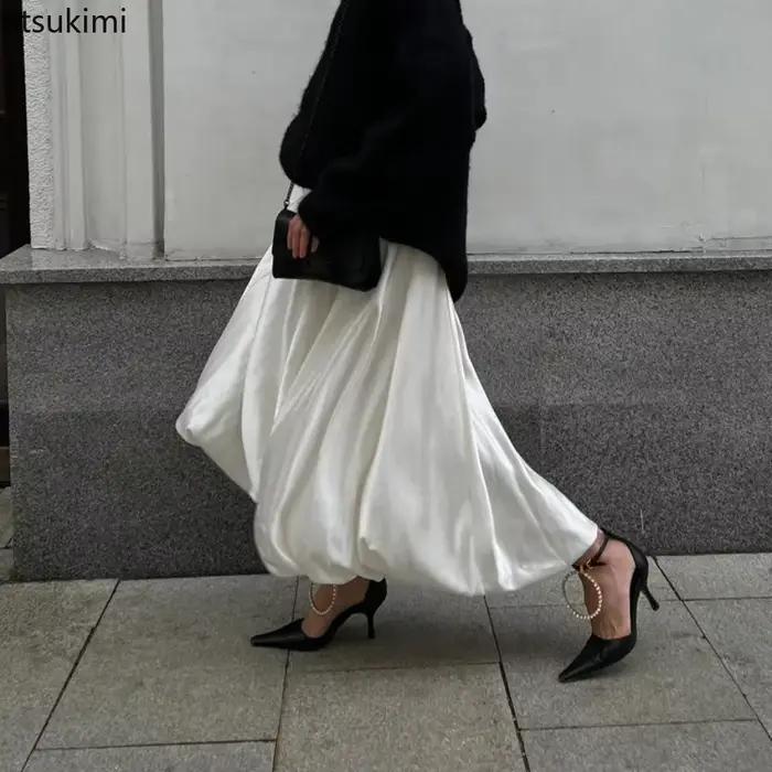 Nouvelle jupe longue en satin pour femme 2026