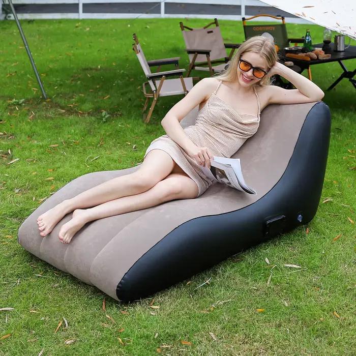 Chaise longue gonflable, chaise longue gonflable, canapé à Air de plage, canapé de salon paresseux pour salon intérieur, chambre à coucher, voyage en plein air