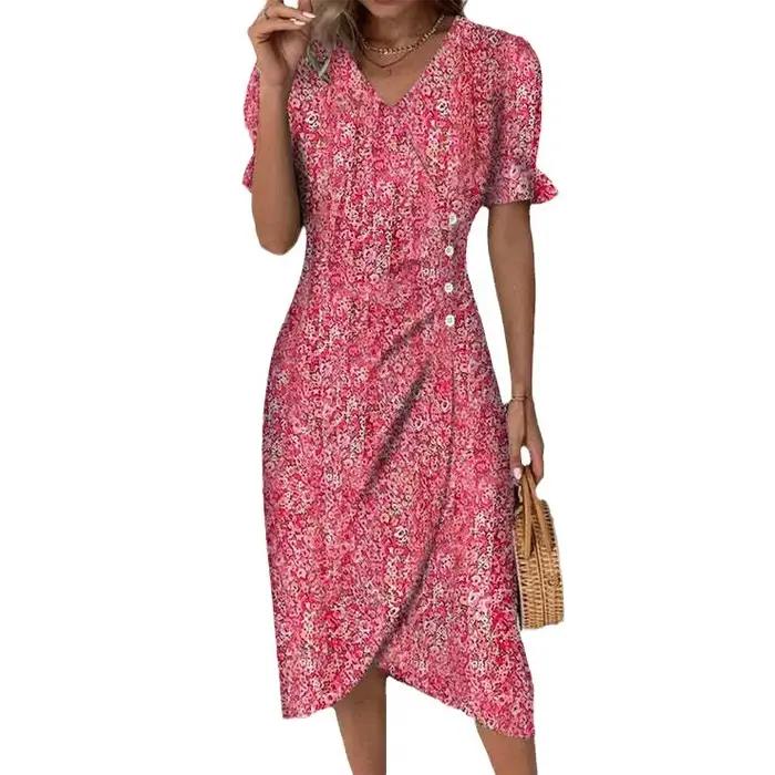 Jupe mi-longue à imprimé floral pour femme