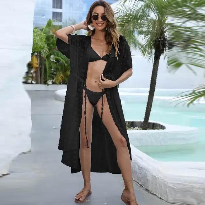 Robe de plage blanche pour femme avec patchwork, polyamide, noir et vert armée, pour la plage, la piscine et les occasions spéciales