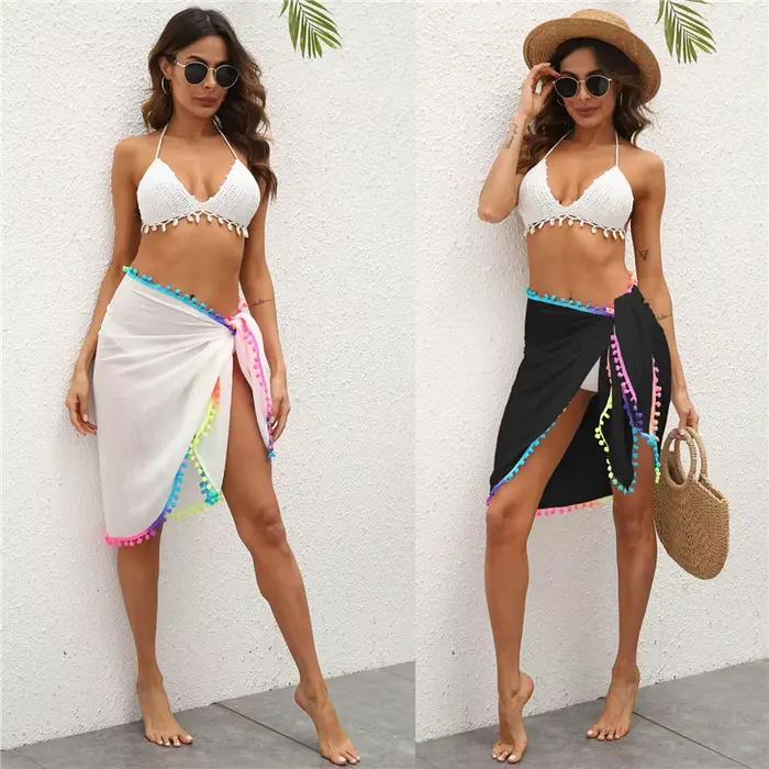 Jupe de plage Lamuusaa en polyester tricoté, design sexy et confortable pour femmes, idéale pour la plage et les soirées estivales