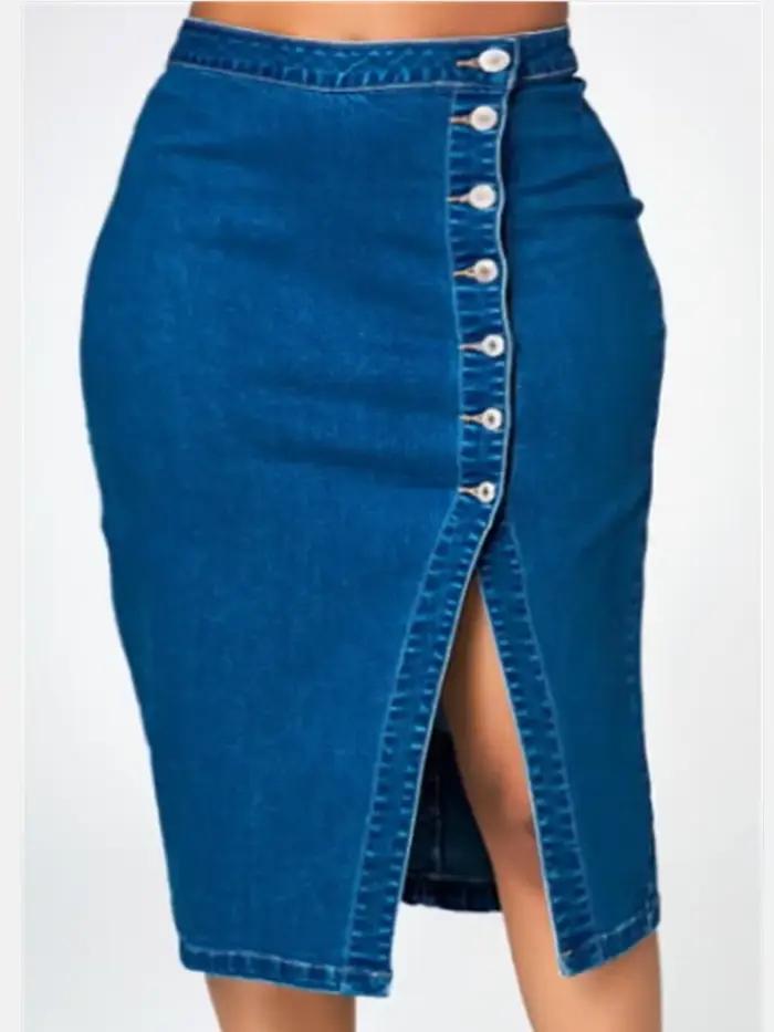 Jupe mi-longue en denim pour femme