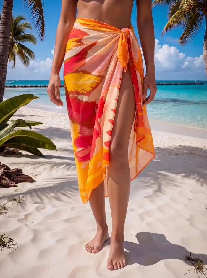 Paréos de plage pour femmes en mousseline imprimée florale