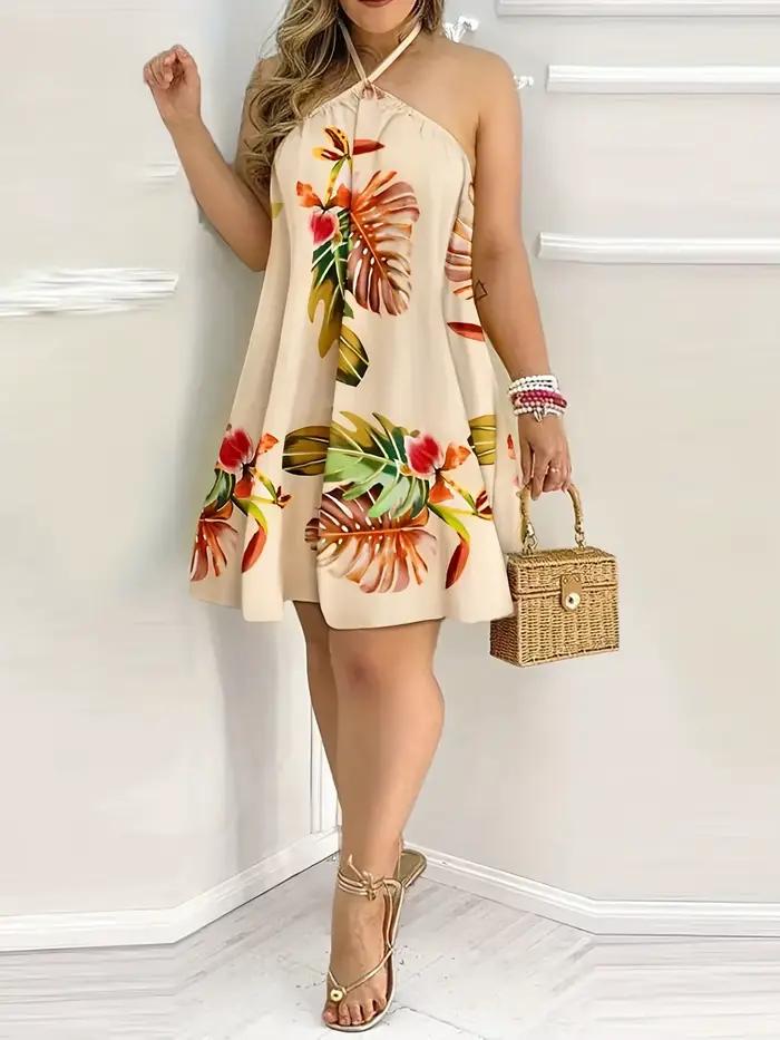 Robe dos nu à imprimé floral polyester grande taille été plage occasions spéciales femmes