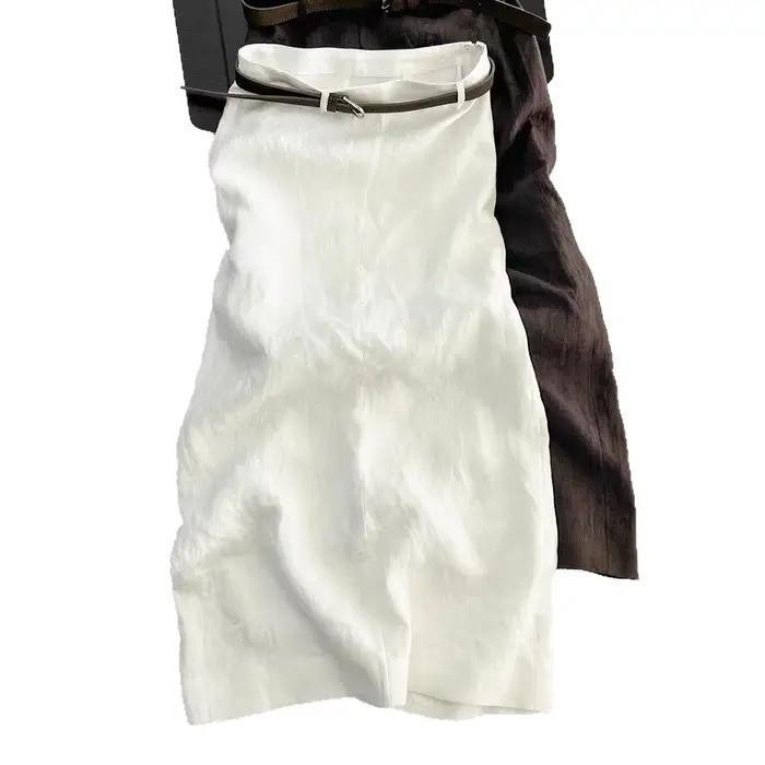 Jupe Midi Trapèze Élégante en Lin Pour L'Été Design Unique et Tendance Pour Femme Occasions Spéciales Polyvalente Douce et Respirante