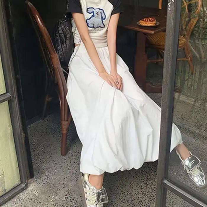 2025 nouvelle jupe de bourgeon de fleur moelleuse femmes mode coréenne taille haute jupes longues femme Streetwear