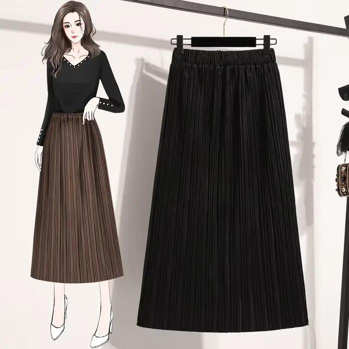 Jupe plissée midi grande taille pour femme