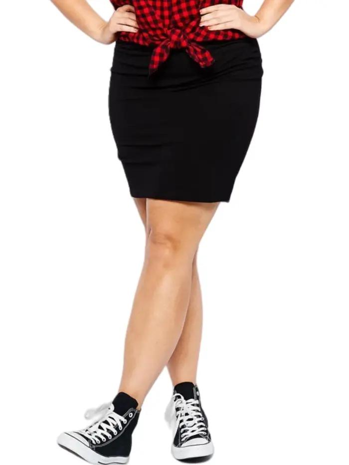 Femmes grande taille été printemps Mini jupe taille élastique solide noir jupe moulante grande taille jupe décontractée grande taille vêtements 8XL