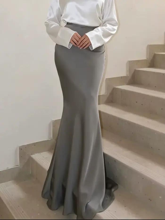 Jupe midi sirène taille haute pour femme